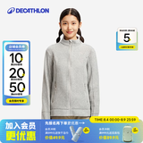 迪卡侬（DECATHLON）保暖户外抓绒衣外套男女运动宽松秋摇粒绒外套冲锋衣内胆 女款-全拉链-浅灰色 M