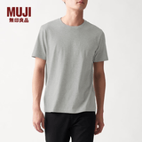 MUJI 男式 印度棉天竺编织 圆领短袖T恤 ABA01A0S 灰色 L