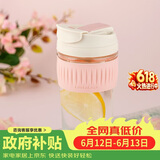 乐扣乐扣（LOCK&LOCK）咖啡杯耐热玻璃水杯子男女学生便携式双饮吸管杯随手杯500ML粉色