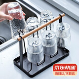 皓梵洁沥水杯架置物架杯子水杯架家用茶杯架杯子架酒杯倒挂架放杯子神器 黑色杯架+PP托盘(送硅胶套)