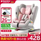 Heekin德国 儿童安全座椅汽车用0-4-12岁婴儿宝宝360度旋转ISOFIX硬接口 时尚粉(ISOFIX+360度旋转)