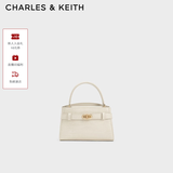 CHARLES&KEITH鳄鱼纹凯莉包手提斜挎婚包包女包生日礼物送女友CK2-50270880-1 Ivory象牙色 S