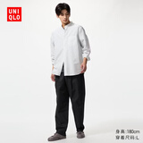 优衣库麻混纺舒适九分裤男装/休闲裤宽松版型26春夏新款482258 09 黑色 3XL