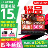 玩家战魂【国家补贴】京东自营RTX3060独显 14核i9 2.5K/165Hz屏 16G+512G 电竞3D建模游戏笔记本游戏本 i7