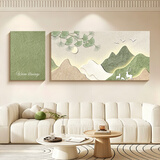 好久不见奶油风背有靠山客厅装饰画高级感沙发背景墙壁画寓意好山水挂画