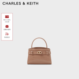 CHARLES&KEITH鳄鱼纹凯莉包手提斜挎婚包包女包生日礼物送女友CK2-50270880-1 BLUSH浅红色 S
