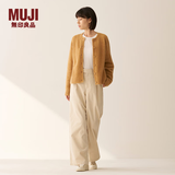 MUJI女式 木棉混灯芯绒 抽褶宽版裤裤子女款女装25年冬季BE1XPA5A 象牙色 M （160/66A）