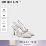 CHARLES&KEITH缎面蝴蝶结尖头高跟凉鞋女生日七夕礼物送女友CK1-60361556 Light Grey浅灰色 37