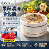 CKULH德国超声波果蔬净化清洗机洗菜机家用神器全自动食材消毒器臭氧气泡水果净食机水果消毒去农残药 米白色【清理脏污虫卵+除菌/抗生素】