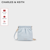 CHARLES&KEITH迷你菱格流浪包单肩斜挎双肩包包女包生日礼物送女友CK2-60782390 【S号】Sea Salt Blue海盐蓝 S