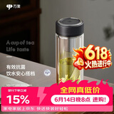 万象（WANXIANG）抗菌双层玻璃杯经典皮纹V19RgL商务便携泡茶杯290ML大容量家用杯