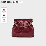 CHARLES&KEITH子母链条大容量流浪包托特包单肩斜挎包女包生日礼物CK2-40671449 【L号】Burgundy葡萄酒红色 L