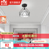 雷士（NVC） 北欧简约走廊过道灯门厅入户创意时尚餐厅 玄关阳台灯具灯饰 胧月哑黑 镂空鸟巢-带7瓦3色光源