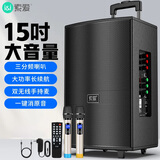 索爱（soaiy）15吋广场舞音响大功率便携式木质户外重低音蓝牙k歌专用大音量移动拉杆音箱室外演出双话筒SA-X23