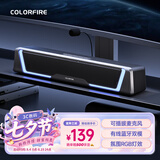 COLORFIRE电脑电竞桌面长条游戏音响音箱台式机笔记本通用RGB灯效带可插拔麦克风一体蓝牙5.3情人礼物CF400 