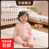 婴儿纯棉开衫长袖家居服婴儿内衣套装长袖儿童打底套装宝宝春装 M20406粉色 73