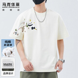 马克华菲（MARK FAIRWHALE）短袖t恤男士夏季中国风印花纯棉短袖男女装潮流宽松情侣体恤上衣