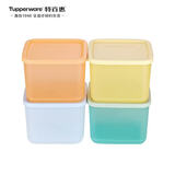 特百惠（Tupperware）冷藏1L*4件套保鲜盒蔬菜水果收纳盒食品级密封冰箱储物盒 彩色盖