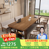 优品元素客厅实木大书桌书柜一体办公桌书房电脑桌写字学习桌长条桌工作台 标准版:140*70*高75厚5cm包送装