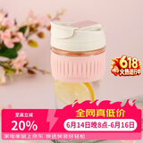 乐扣乐扣（LOCK&LOCK）咖啡杯耐热玻璃水杯子男女学生便携式双饮吸管杯随手杯500ML粉色