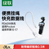 绿联便携手绳数据线二合一PD60W双头Type-C快充线适用充电宝挂绳短线大疆pocket3/4苹果华为小米0.3米