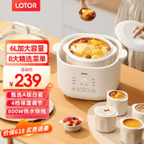 LOTOR电炖锅大容量全自动炖汤煲汤煮粥神器隔水燕窝炖盅1-2人迷你陶瓷宝宝婴儿辅食熬粥专用锅 一锅五胆升级款 6L