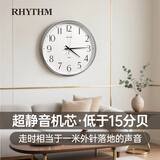 丽声（RHYTHM）简约挂钟客厅2026新款京东自营卧室家用挂墙32cm炫银CMG529XC19