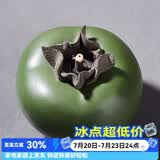 容山堂紫砂小柿子茶宠摆件事事如意家用可养功夫茶具茶桌茶玩配件 紫砂仿生茶宠摆件-翠青