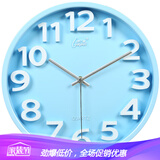 康巴丝（compas）12英寸3D立体字方形静音石英挂钟客厅时尚创意挂表卧室简约 2947蓝色