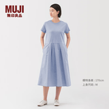MUJI女式凉感短袖连衣裙女装裙子25年夏季连身裙长裙BC2LKA5S 萨克森蓝 M (160/84A)