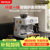 柏翠（petrus）意式咖啡机半自动家用奶泡机研磨一体小型双泵牛角手柄PE3899