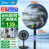 美的（Midea）电风扇家用落地扇空调伴侣台式桌面小风扇七叶台地两用轻音节能大风量客厅宿舍广角送风易拆洗摇头 黑色旋钮丨百万单品更耐脏
