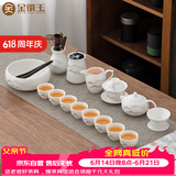 金镶玉功夫茶具整套装德化羊脂玉白陶瓷家用泡茶壶杯高端礼盒远山