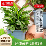 爱丽思（IRIS）大号花盆塑料多肉树脂种植盆室内室外种菜盆 蓝色口径27.8cm2个装