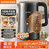 苏泊尔（SUPOR）1.5L侧显温度烧水壶316L不锈钢5段调温 恒温水壶 母婴冲奶粉小容量电热水壶SW-15J72L【价保618】