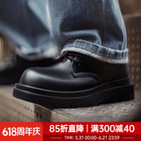 马登德比鞋男款大头鞋黑色工装鞋通勤马丁靴厚底商务增高正装休闲皮鞋 酷雅黑 【男偏大一码&全真皮/高档头层牛皮鞋】 42 男码