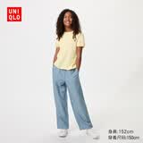 优衣库童装男童女童麻混纺宽松长裤休闲宽腿阔腿裤483507 475771 483507/63天蓝色 150
