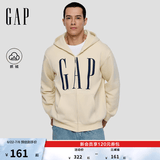 GAP男女装春款logo印花抓绒宽松运动连帽衫卫衣786920 米色 L (175/96A)亚洲尺码【偏大,建议拍小一码】