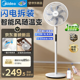 美的（Midea）【闪拆系列】一键闪电拆装直流变频家用语音电风扇一级能效静音落地扇大风力卧室立式电扇SDJ30BC