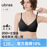ubras【虞书欣同款】夹心软支撑小胸聚拢光面无痕内衣女无钢圈文胸罩 黑色 M  75A/75B