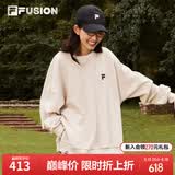 FILA FUSION斐乐潮牌情侣款男女套头卫衣春季宽松针织上衣加绒保暖 藊豆灰-BG XS