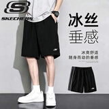 斯凯奇（Skechers）冰丝速干短裤男2026夏季新款男士休闲外穿运动青少年五分裤子男款 碳黑色 【冰丝速干-斜插口袋】 XL /180(140-160斤）