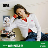 森马长袖t恤女提花刺绣纯棉蕾丝修身开衫109725101014