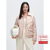 太平鸟女装羽绒服轻薄多巴胺无胆衬衫羽绒休闲外套短款 粉色 M