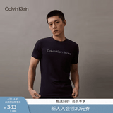 Calvin KleinJeans夏季男女情侣中性休闲年轻多色ck印花修身打底短袖T恤上衣 CHW-深邃蓝 L （推荐145-160斤）