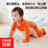 四季儿童婴儿纯棉连体衣长袖爬服衣服连体衣衣服睡衣 桔红色 包手包脚 80cm