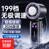 手持小风扇超高速制冷风炮小型冰敷超长续航迷你便携折叠挂脖静音办公室学生户外降温神器充电风扇 冰敷款 【 灰】顶配续航+199档澎湃冷风+半导体制冷