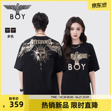 BOY LONDON【暗黑罗盘】夏情侣款短袖权杖印花炸街潮牌T恤N01906 黑印金N01906 经典升级款 L