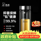 希诺抗菌玻璃杯双层防烫办公车载水杯男高档泡茶杯子XN-9607KT 410ml