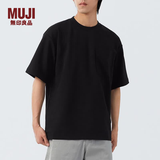 MUJI  男式凉感双层编织宽版T恤短袖打底衫男装夏季AB07CC4S 黑色 L 175/100A